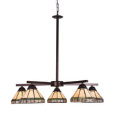 Capulina Tiffany Chandeliers 5-Light Stained Glass Shade Antique Style Pendant Light